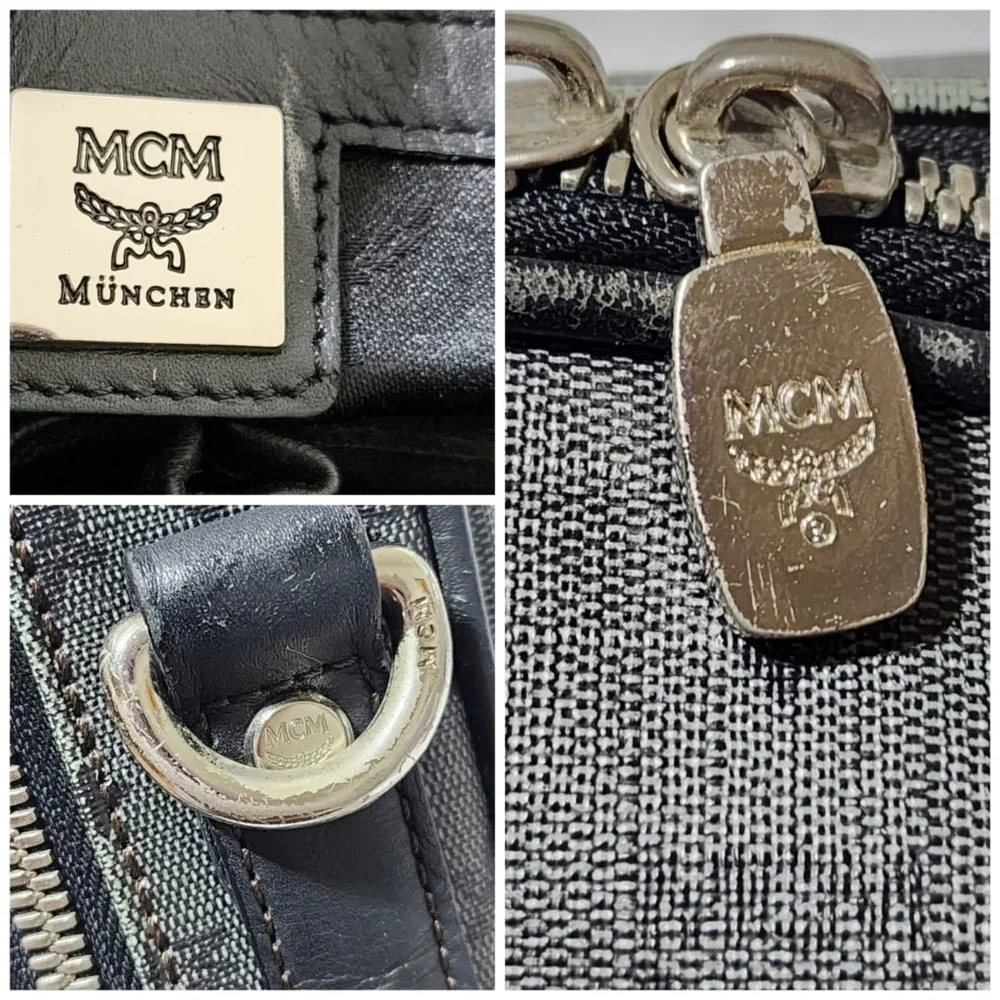 Authentic MCM Visetos Laptop Bag Grey/Black